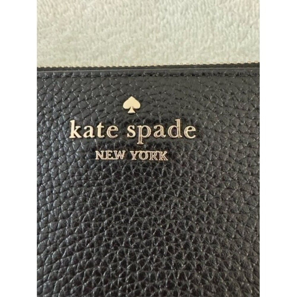 NWT Kate Spade Lucy Medium L Zip Wristlet Black Pebbled Leather KF574‎ - Picture 7 of 8